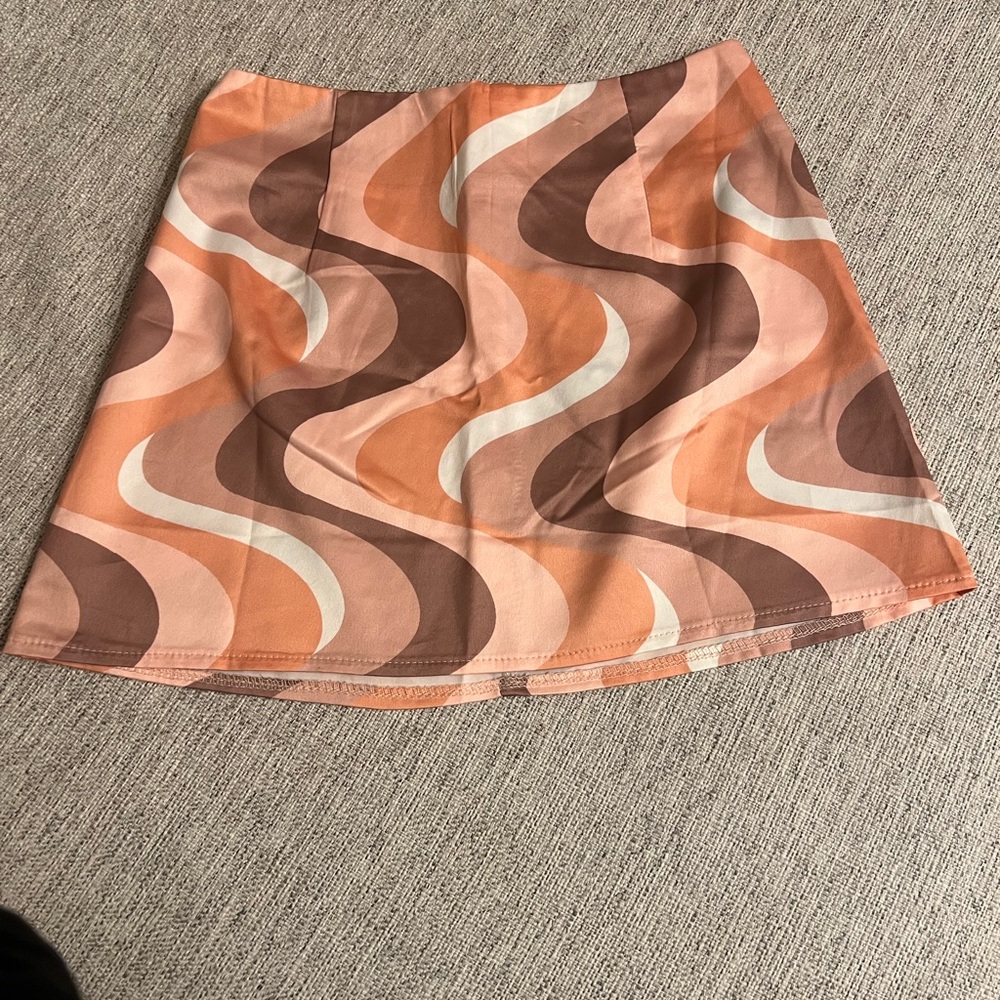 Princess Polly Retro Wave Mini Skirt - Brown and Cream